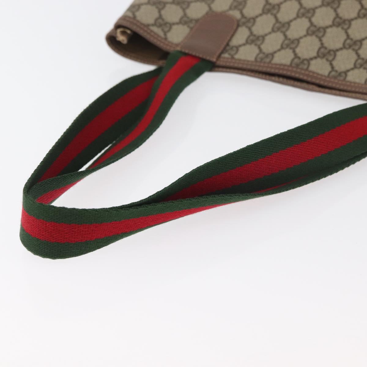 GUCCI GG Supreme Web Sherry Line Bag PVC Beige Gold 002 123 6487 Auth ep14554