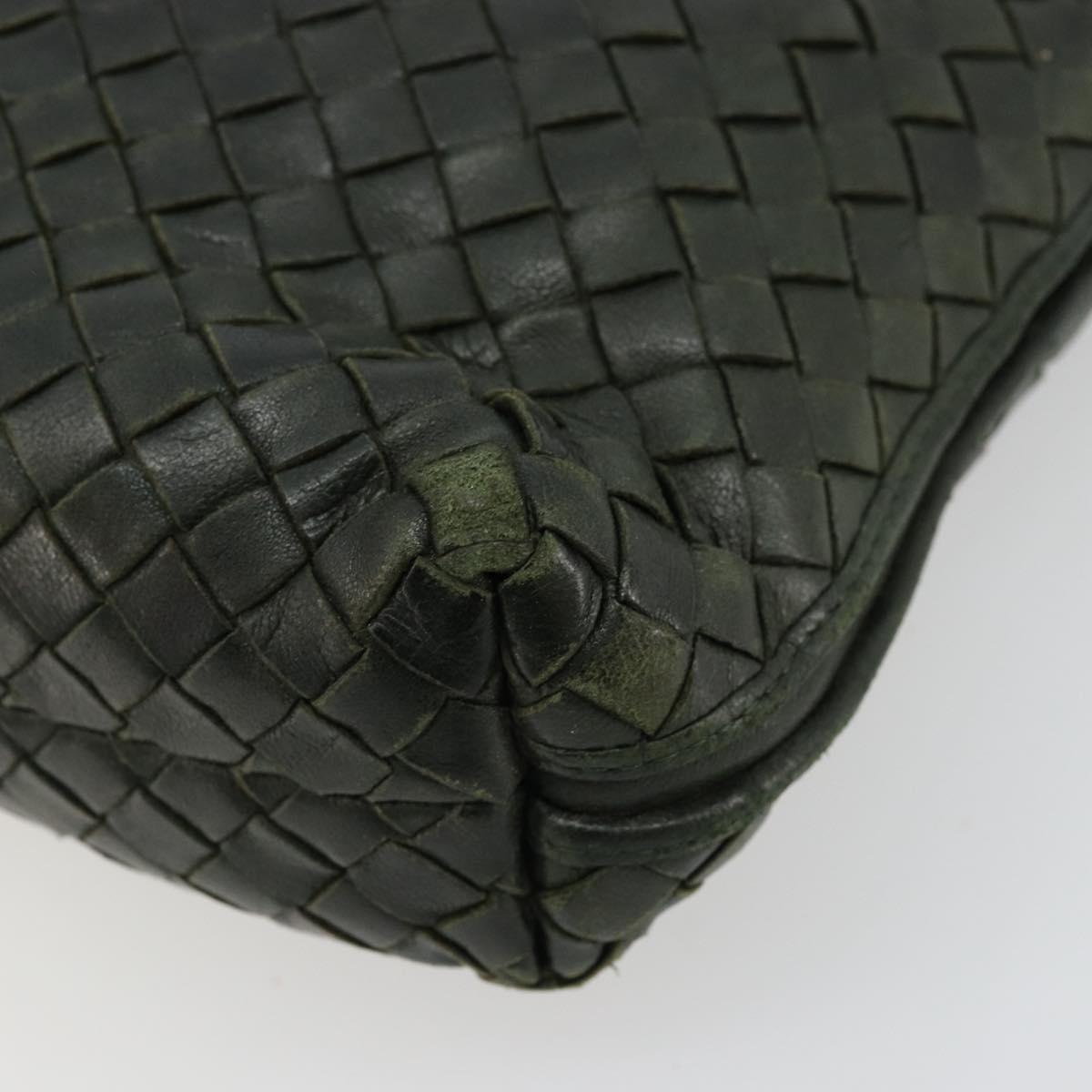 BOTTEGA VENETA INTRECCIATO Shoulder Bag Leather Green Gold Auth ep14556