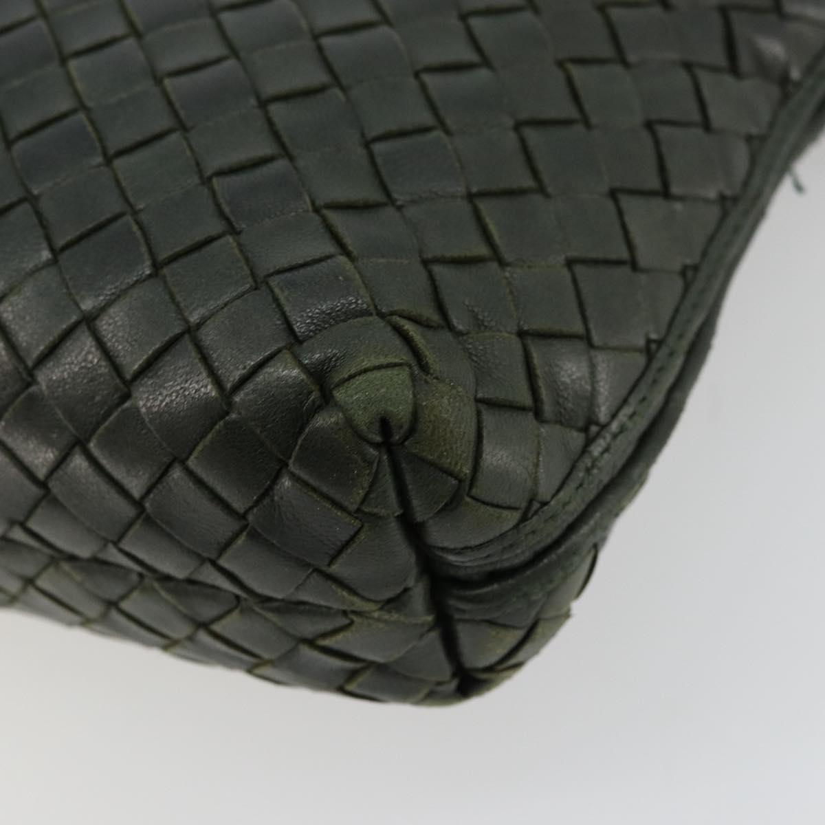 BOTTEGA VENETA INTRECCIATO Shoulder Bag Leather Green Gold Auth ep14556