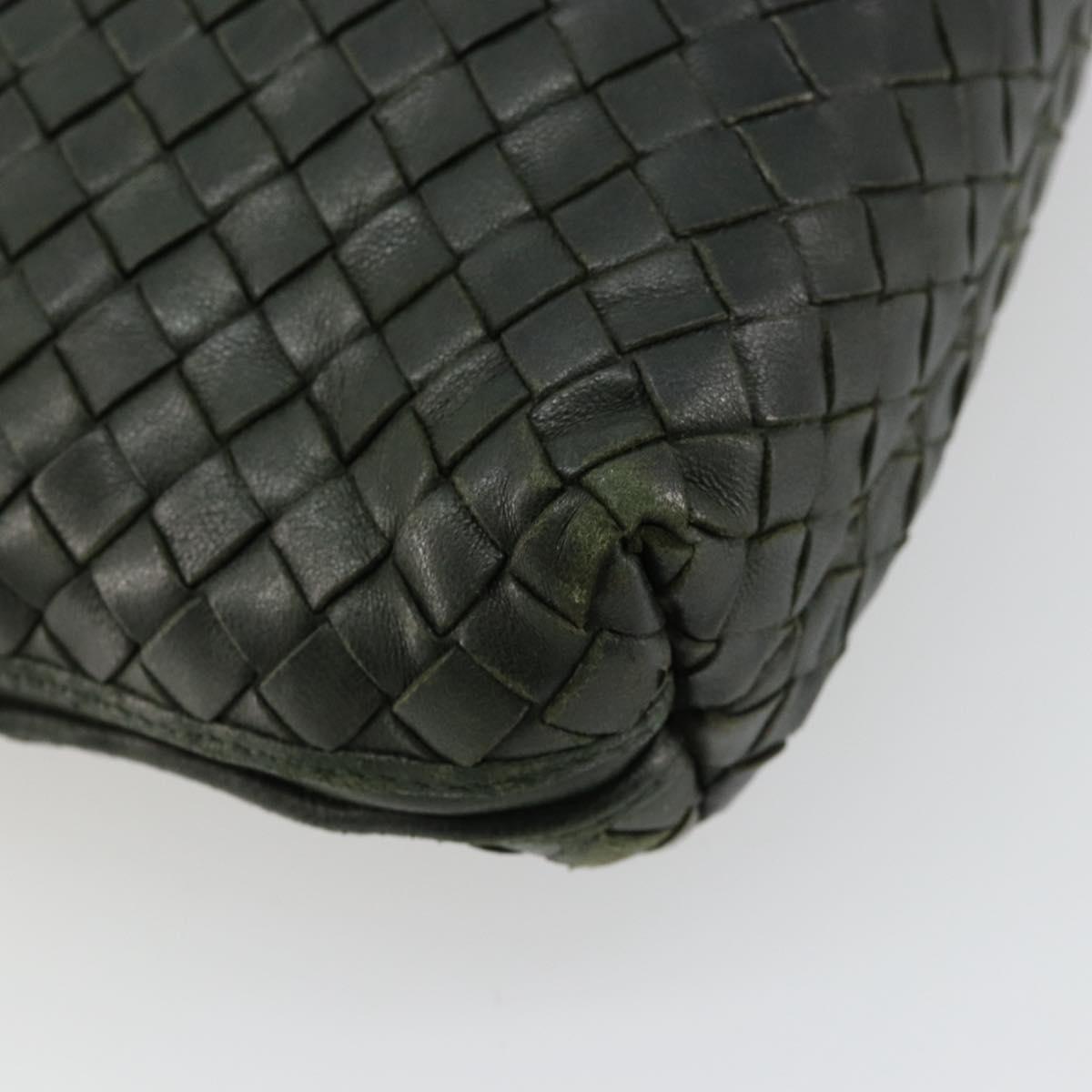 BOTTEGA VENETA INTRECCIATO Shoulder Bag Leather Green Gold Auth ep14556
