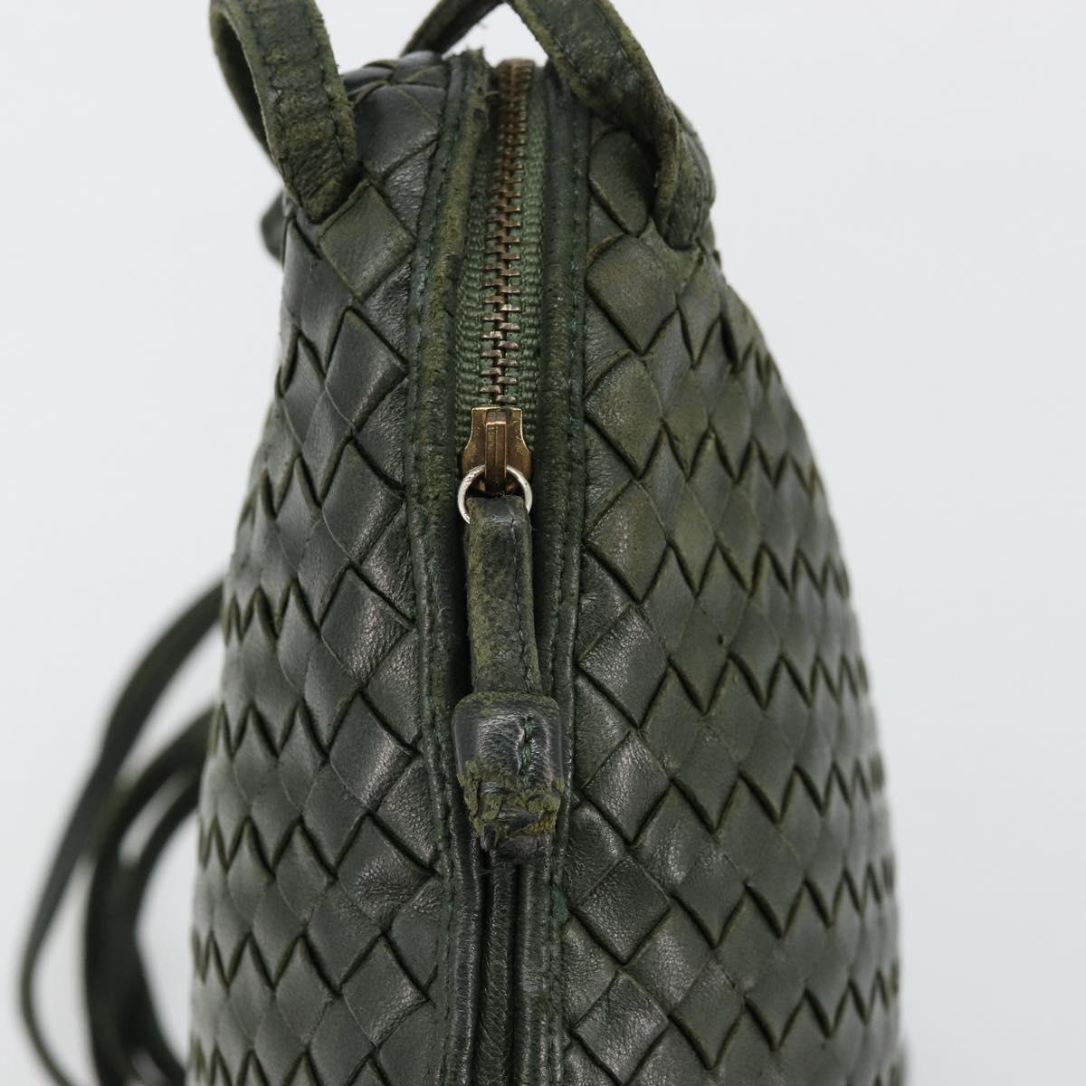 BOTTEGA VENETA INTRECCIATO Shoulder Bag Leather Green Gold Auth ep14556