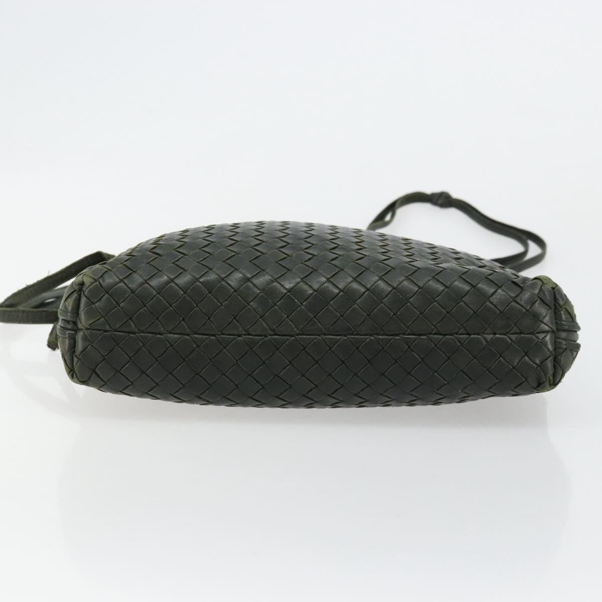 BOTTEGA VENETA INTRECCIATO Shoulder Bag Leather Green Gold Auth ep14556