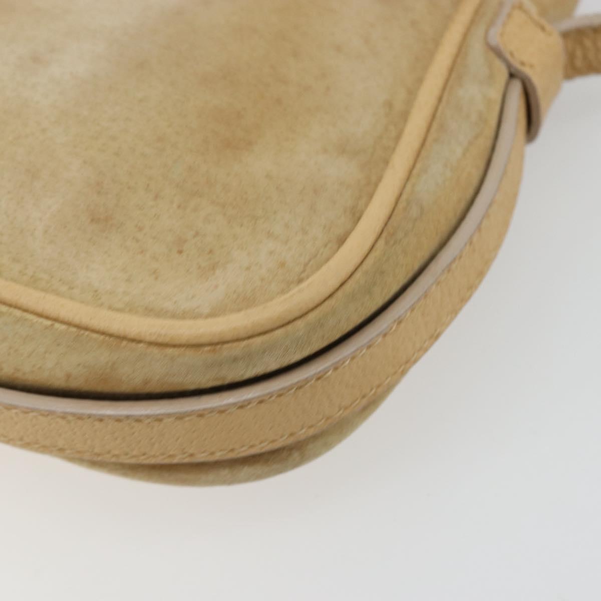 GUCCI Saddle Shoulder Bag Suede Beige Gold Auth ep14557