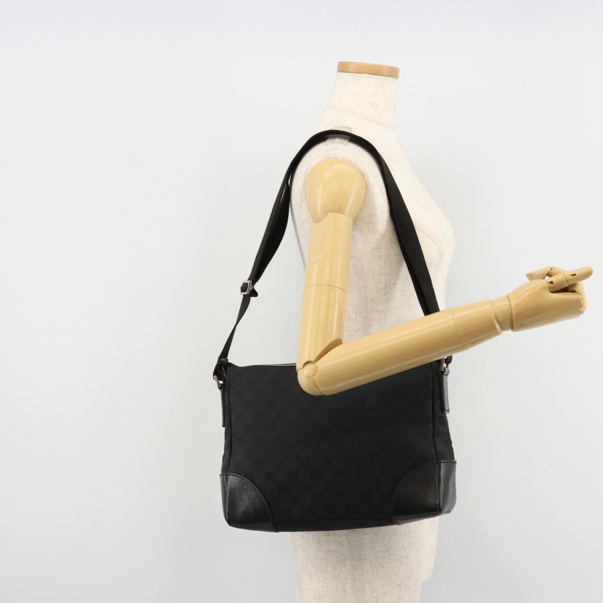 GUCCI GG Canvas Shoulder Bag Black Silver 114273 Auth ep14561