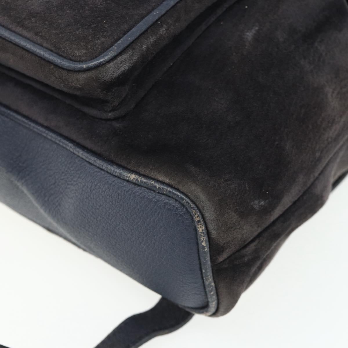 GUCCI Bamboo Backpack Suede Black Gold Auth ep14563