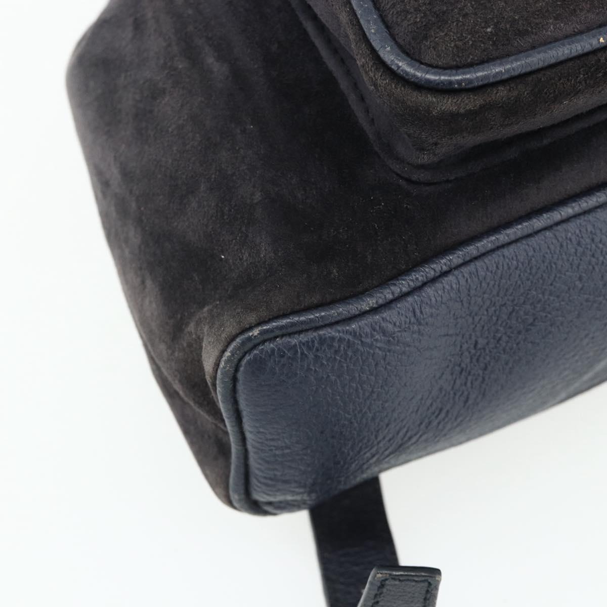 GUCCI Bamboo Backpack Suede Black Gold Auth ep14563