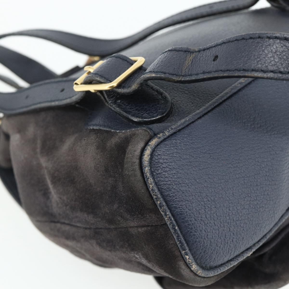 GUCCI Bamboo Backpack Suede Black Gold Auth ep14563