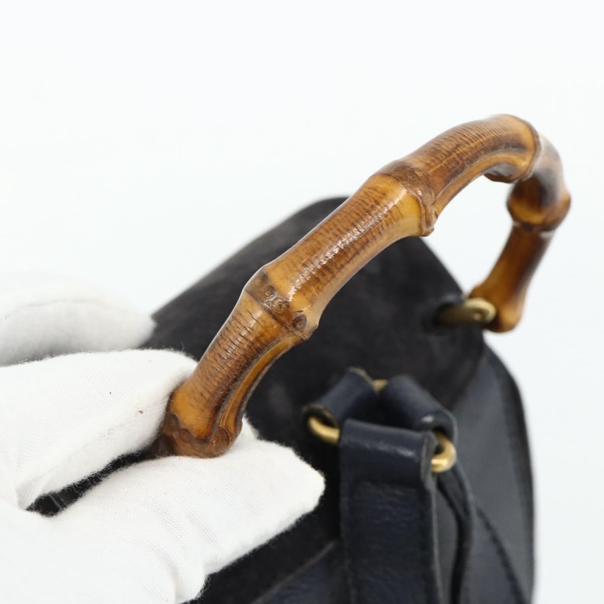 GUCCI Bamboo Backpack Suede Black Gold Auth ep14563