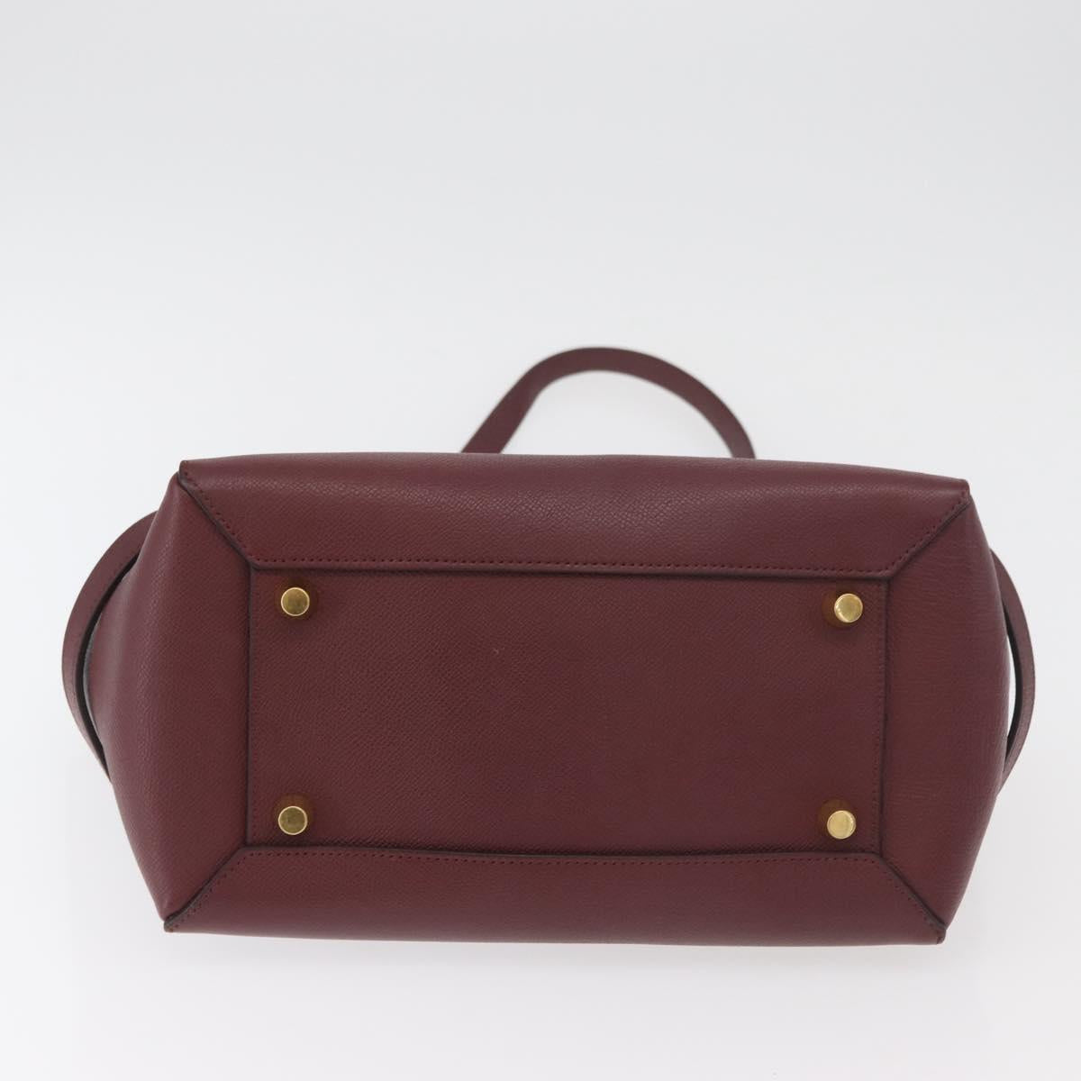 CELINE Belt bag Hand Bag Leather 2way Bordeaux Gold Auth ep14574V