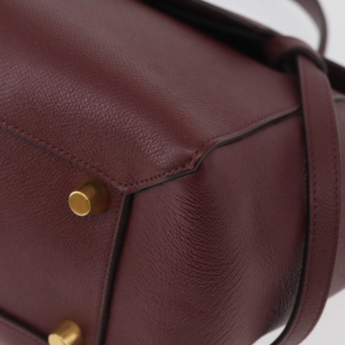 CELINE Belt bag Hand Bag Leather 2way Bordeaux Gold Auth ep14574V