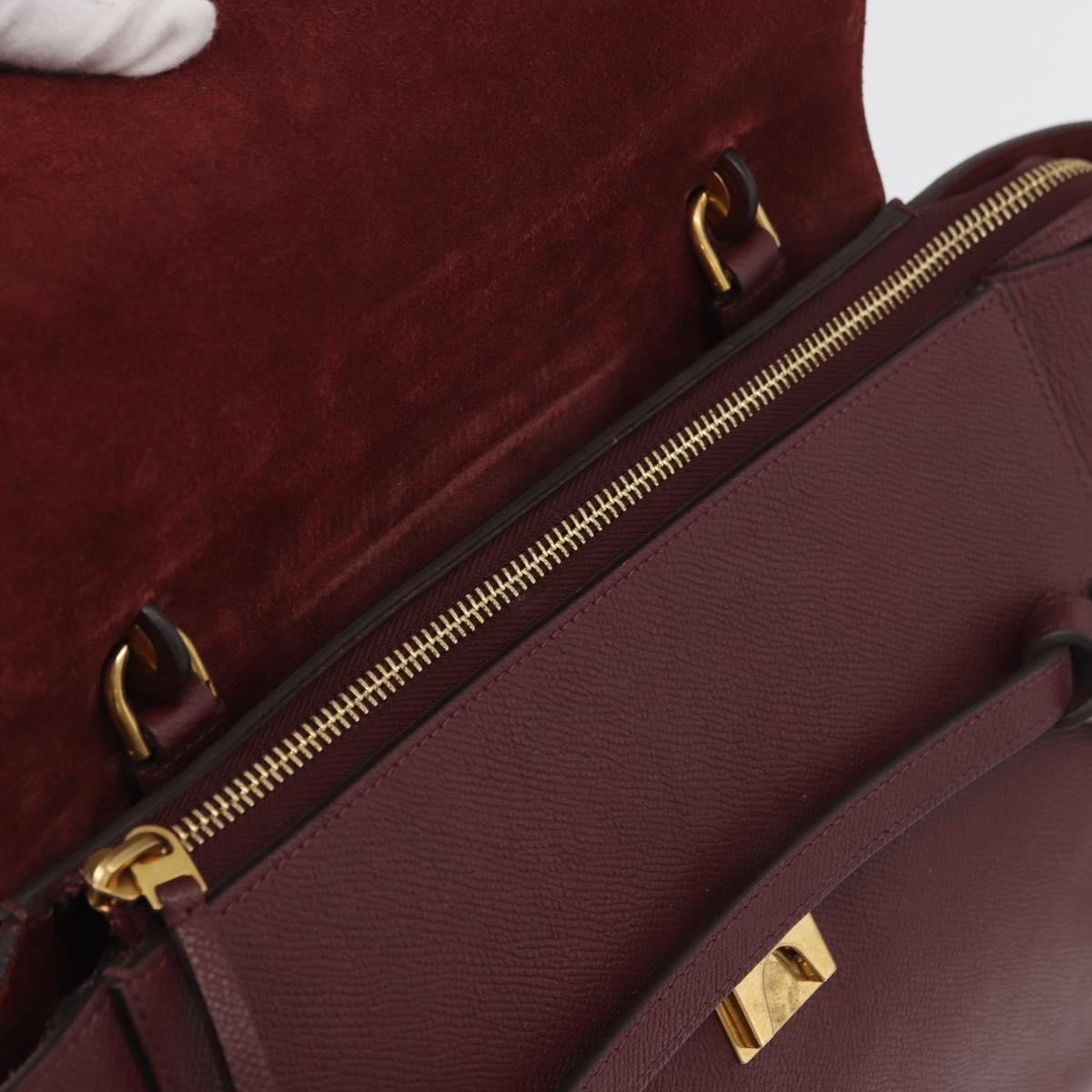 CELINE Belt bag Hand Bag Leather 2way Bordeaux Gold Auth ep14574V