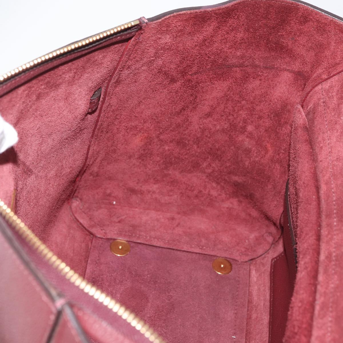 CELINE Belt bag Hand Bag Leather 2way Bordeaux Gold Auth ep14574V