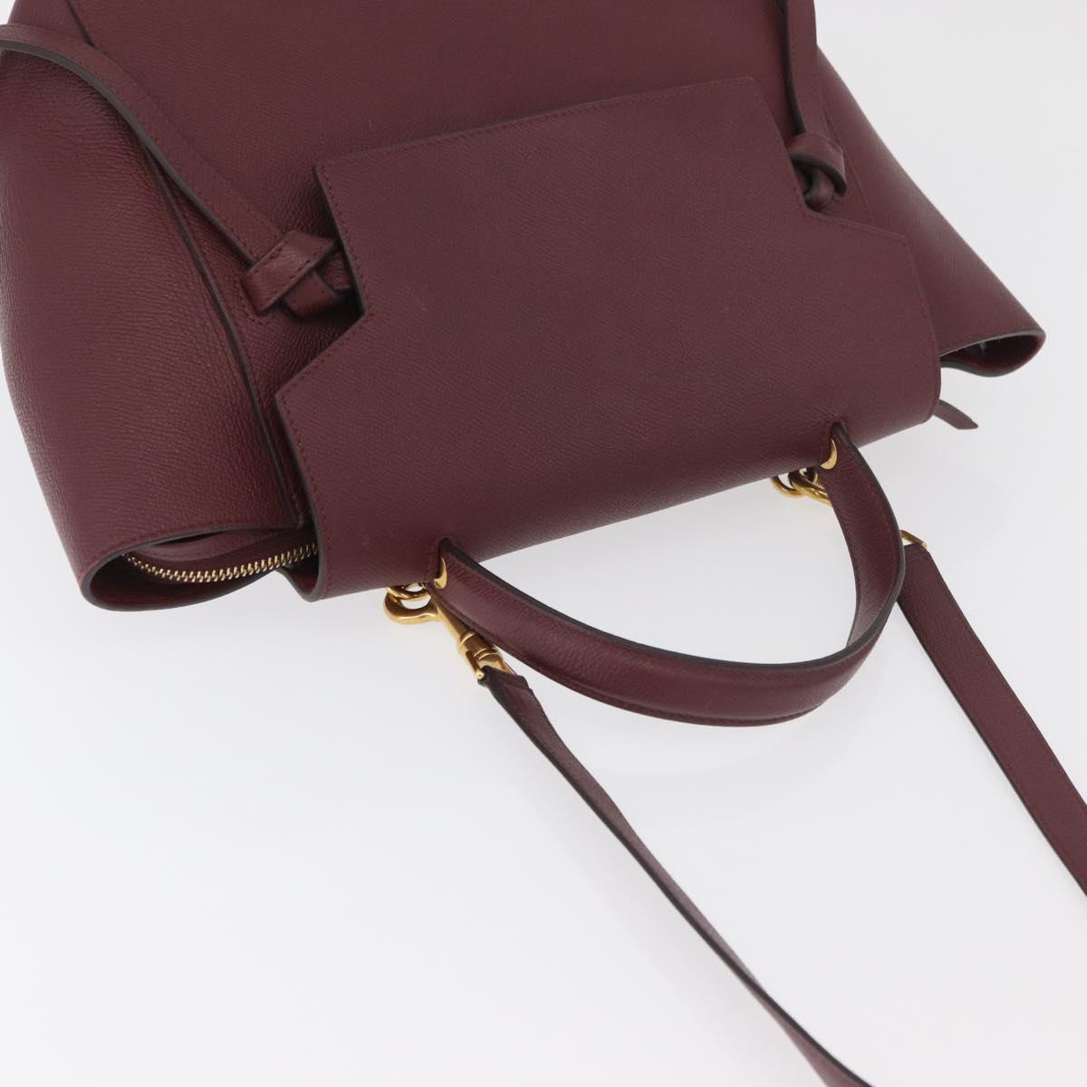 CELINE Belt bag Hand Bag Leather 2way Bordeaux Gold Auth ep14574V