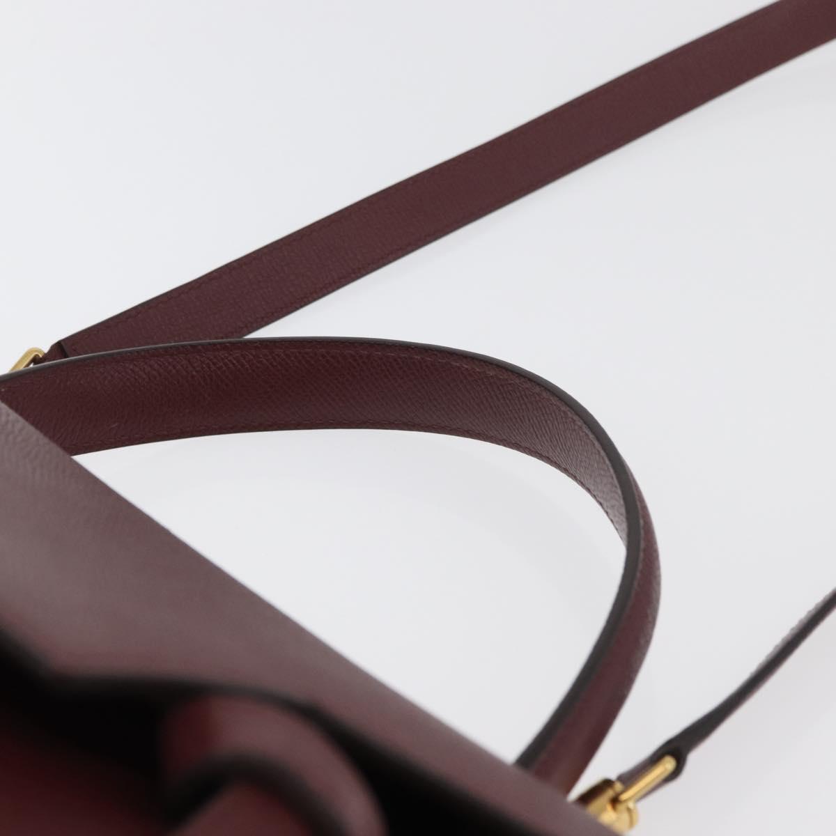 CELINE Belt bag Hand Bag Leather 2way Bordeaux Gold Auth ep14574V