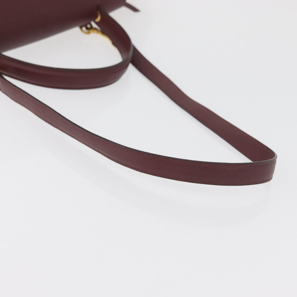 CELINE Belt bag Hand Bag Leather 2way Bordeaux Gold Auth ep14574V
