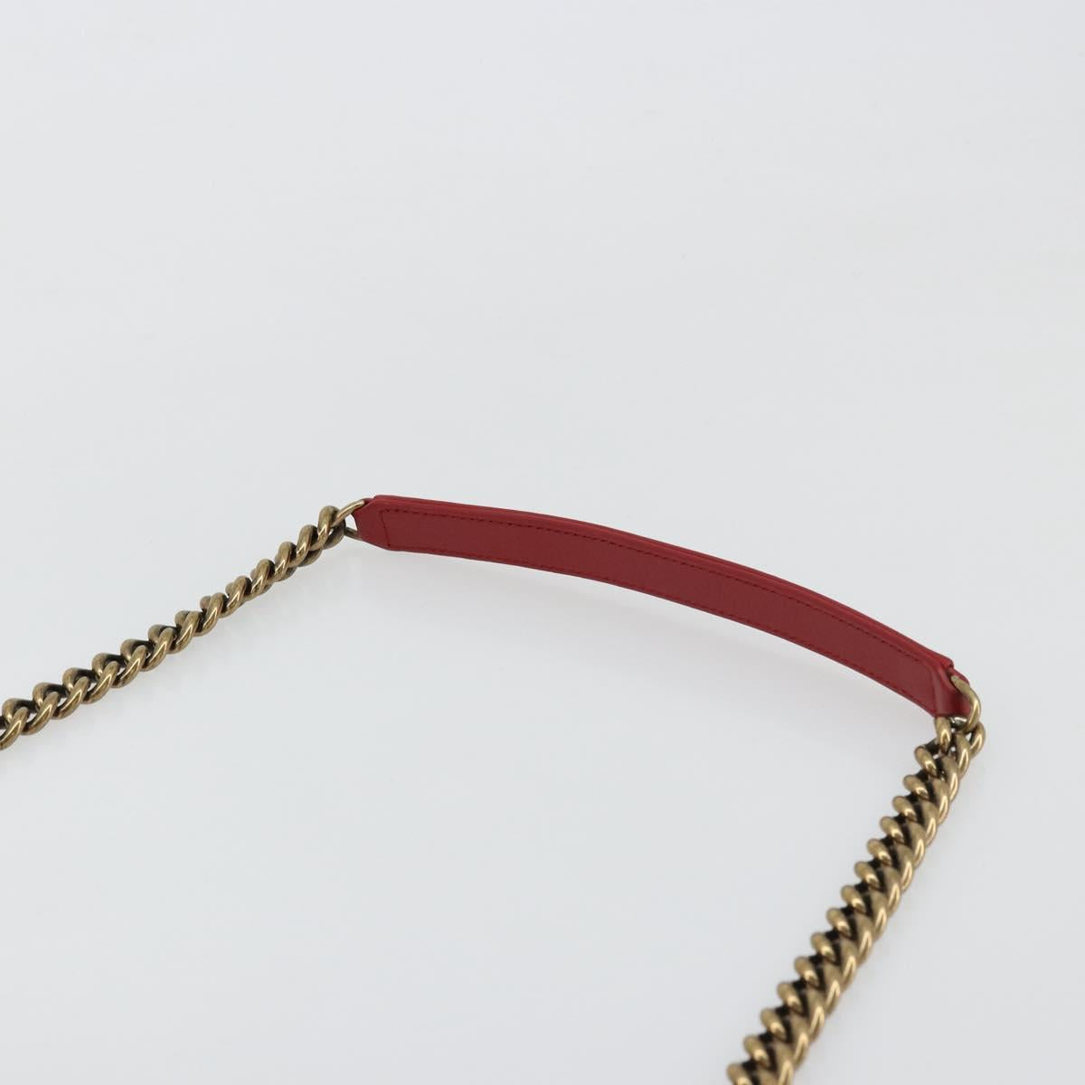 CHANEL Matelasse Chain Shoulder Bag Caviar Skin 2way Red Gold CC Auth ep14575V