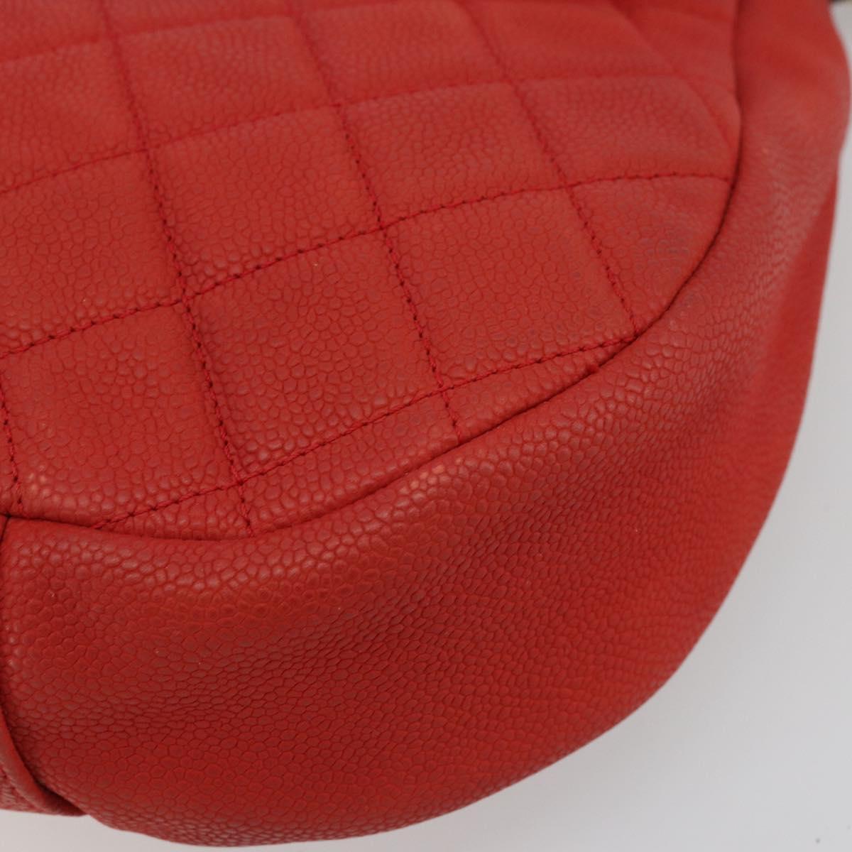 CHANEL Matelasse Chain Shoulder Bag Caviar Skin 2way Red Gold CC Auth ep14575V