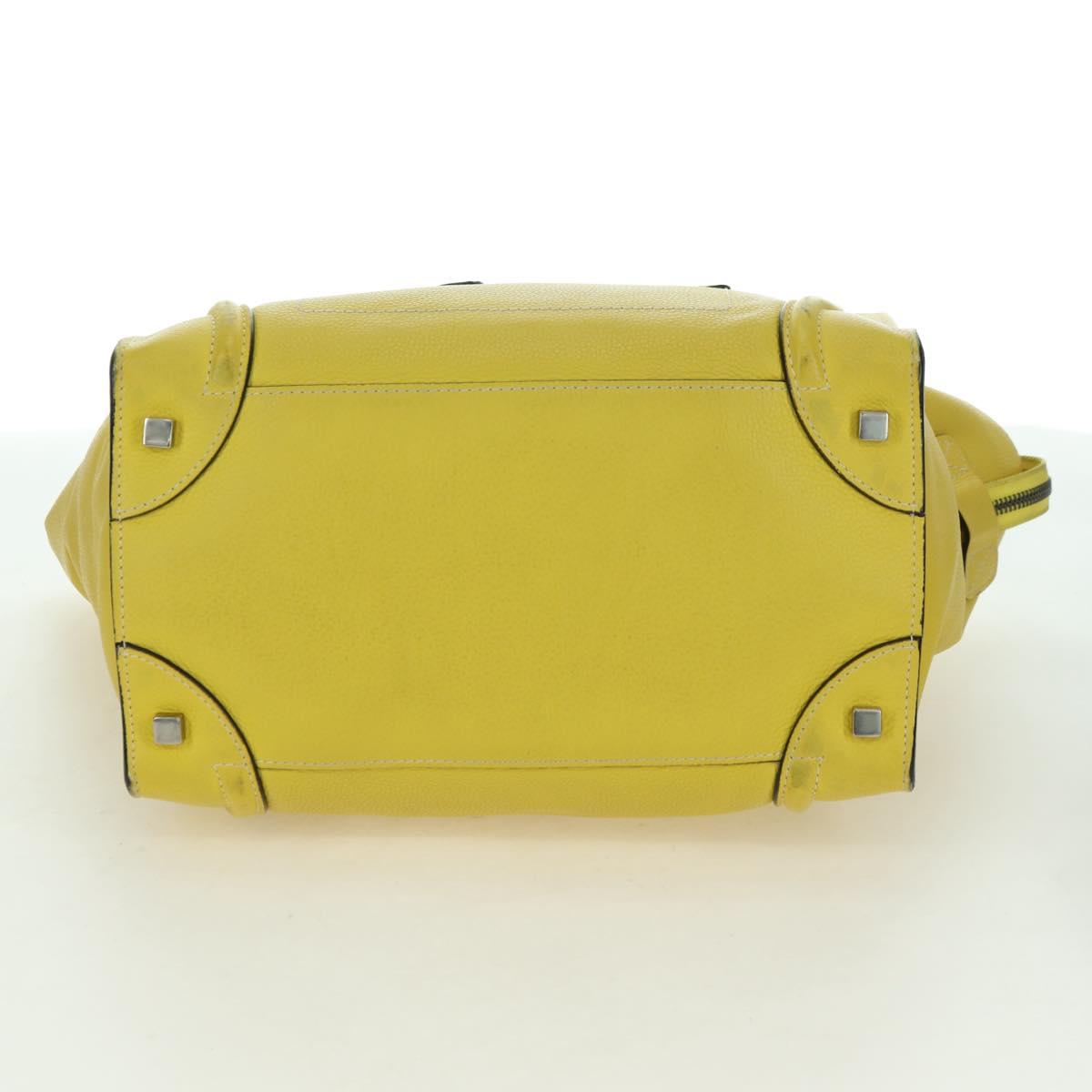 CELINE Luggage Mini Shopper Hand Bag Leather Yellow Auth ep14591V