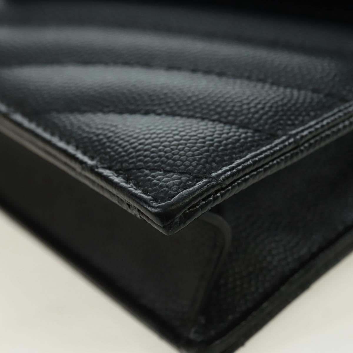 SAINT LAURENT Cassandra Envelope Chain Wallet Leather Black Auth ep14597V