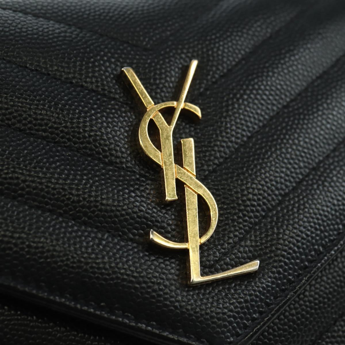 SAINT LAURENT Cassandra Envelope Chain Wallet Leather Black Auth ep14597V
