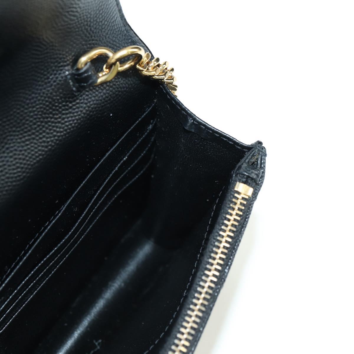 SAINT LAURENT Cassandra Envelope Chain Wallet Leather Black Auth ep14597V