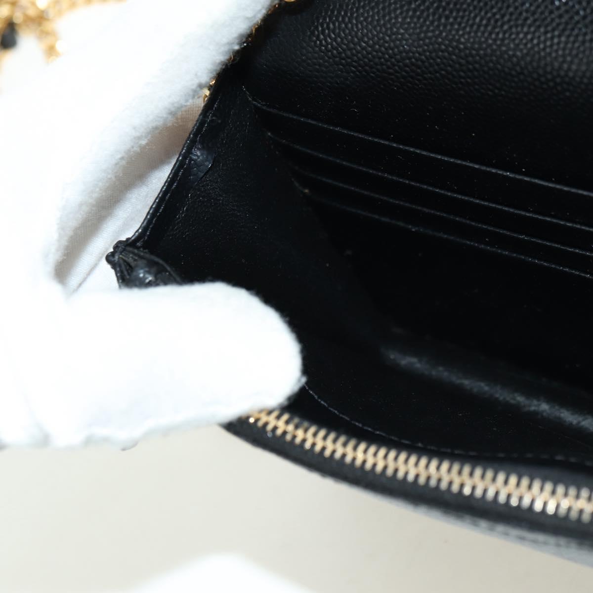 SAINT LAURENT Cassandra Envelope Chain Wallet Leather Black Auth ep14597V