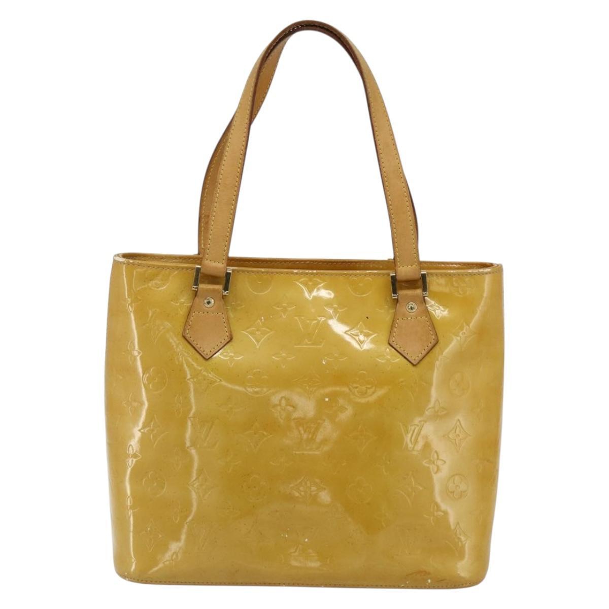LOUIS VUITTON Monogram Vernis Houston Hand Bag Beige M91004 LV Auth ep14601