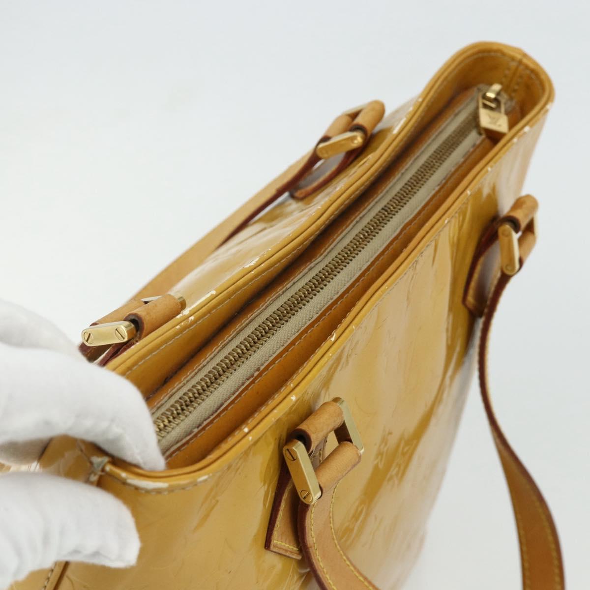 LOUIS VUITTON Monogram Vernis Houston Hand Bag Beige M91004 LV Auth ep14601