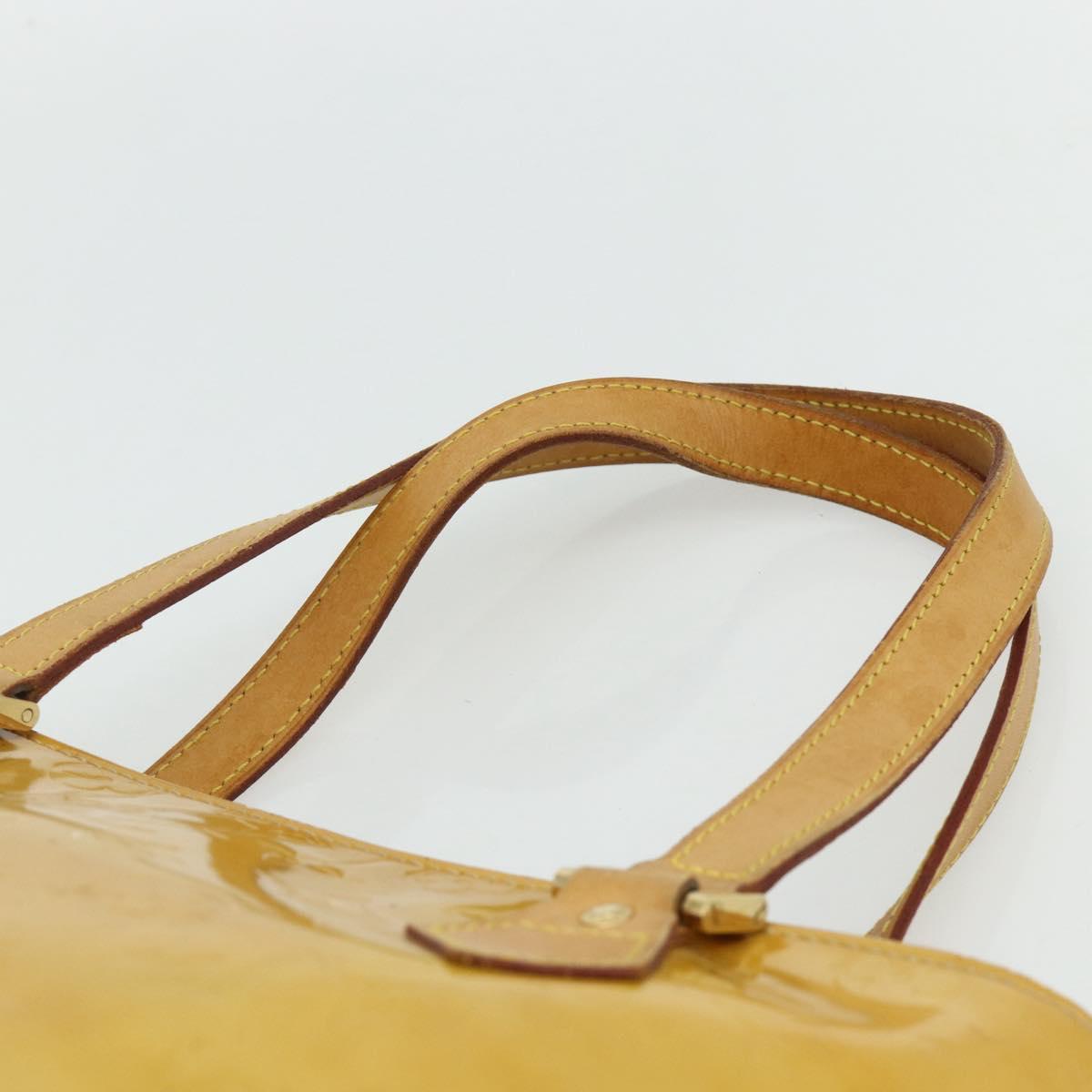 LOUIS VUITTON Monogram Vernis Houston Hand Bag Beige M91004 LV Auth ep14601