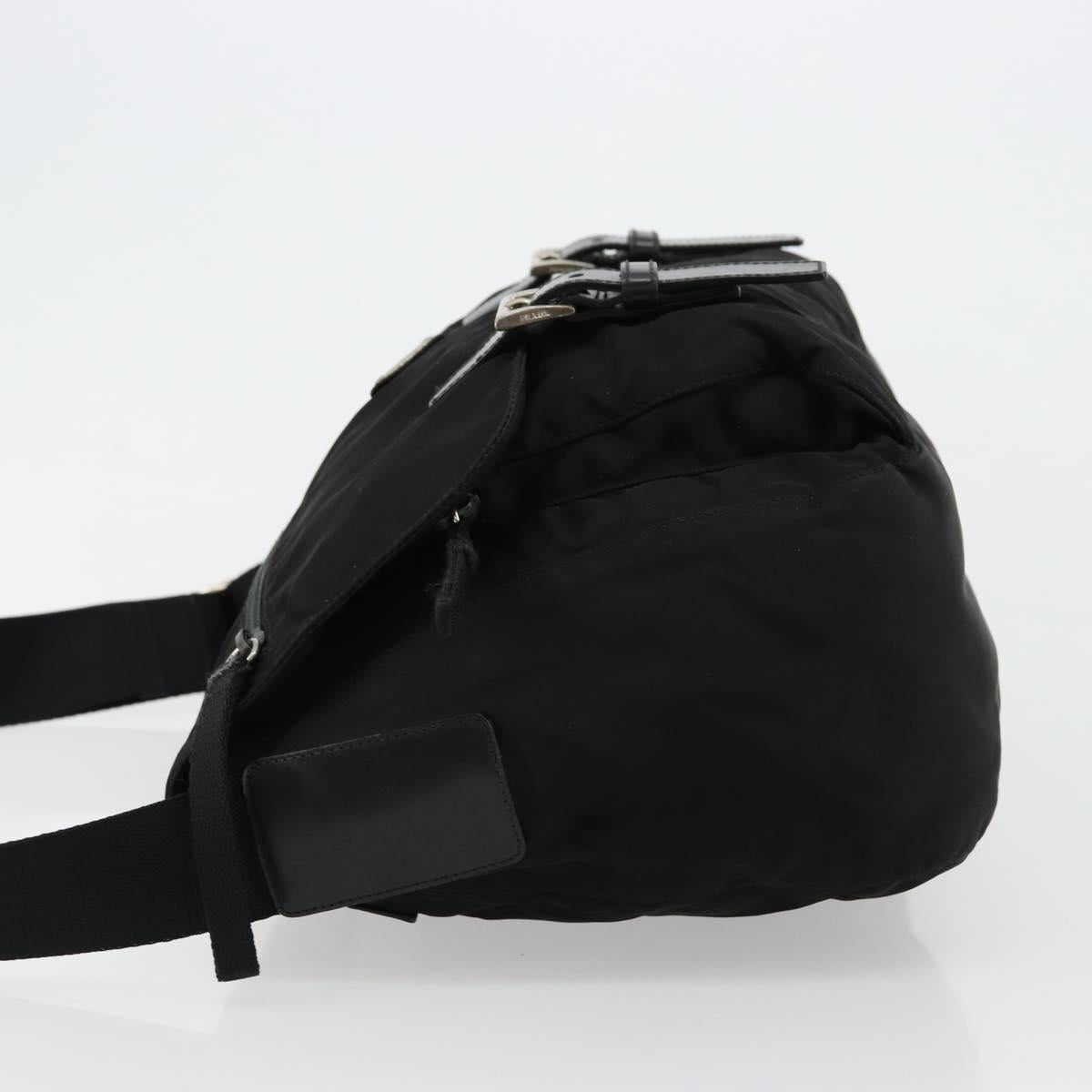 PRADA Shoulder Bag Nylon Black Silver Auth ep14604