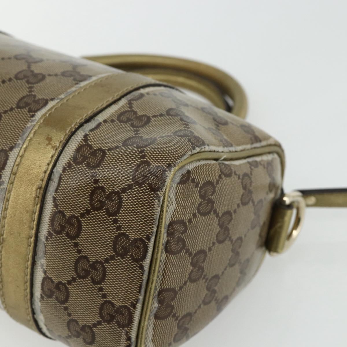 GUCCI GG Crystal Mini Boston Bag Coated Canvas Beige Gold 193604 Auth ep14605