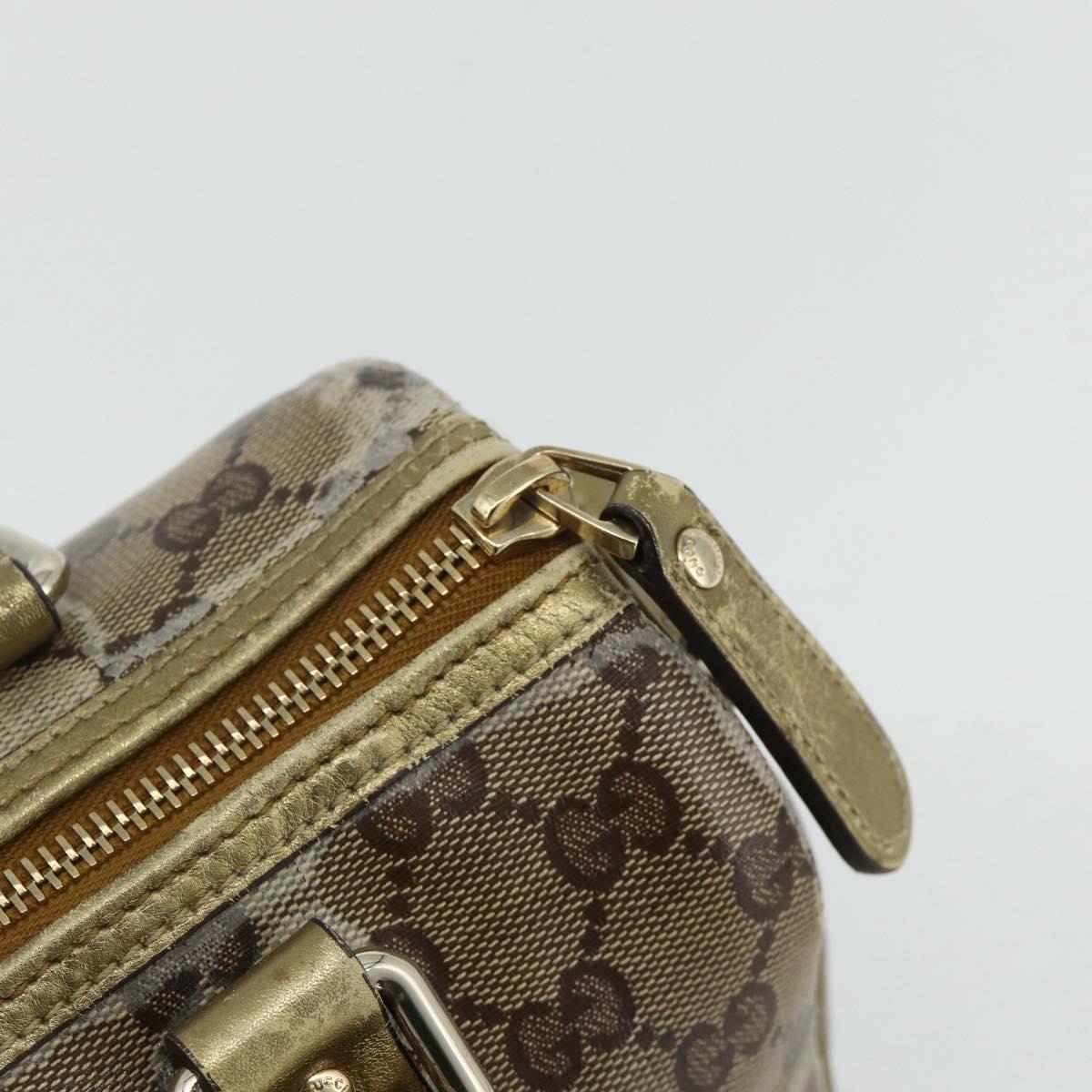 GUCCI GG Crystal Mini Boston Bag Coated Canvas Beige Gold 193604 Auth ep14605