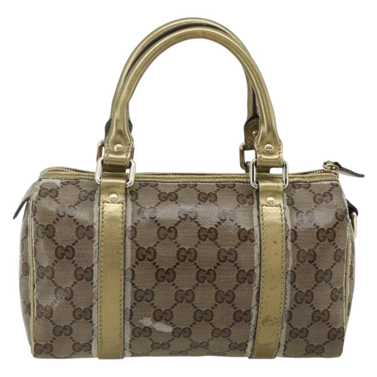 GUCCI GG Crystal Mini Boston Bag Coated Canvas Beige Gold 193604 Auth ep14605