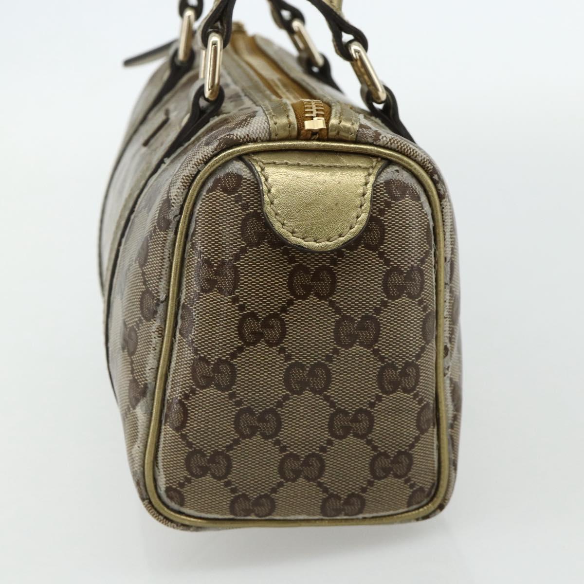 GUCCI GG Crystal Mini Boston Bag Coated Canvas Beige Gold 193604 Auth ep14605