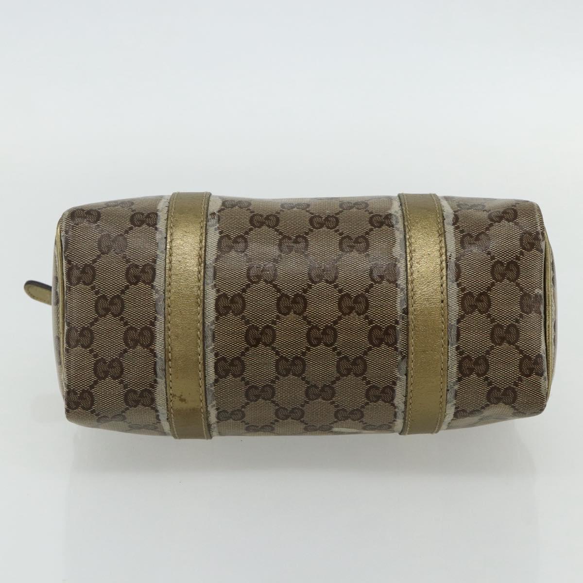 GUCCI GG Crystal Mini Boston Bag Coated Canvas Beige Gold 193604 Auth ep14605
