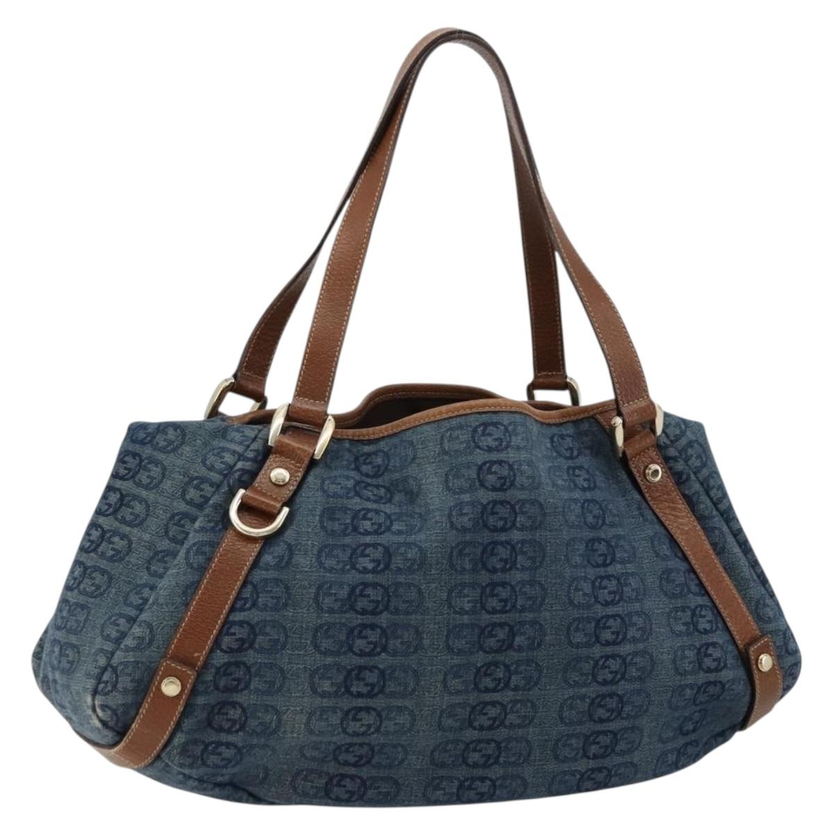 GUCCI GG Canvas Interlocking G Abbey Tote Bag Denim Outlet 130736 Auth ep14606A