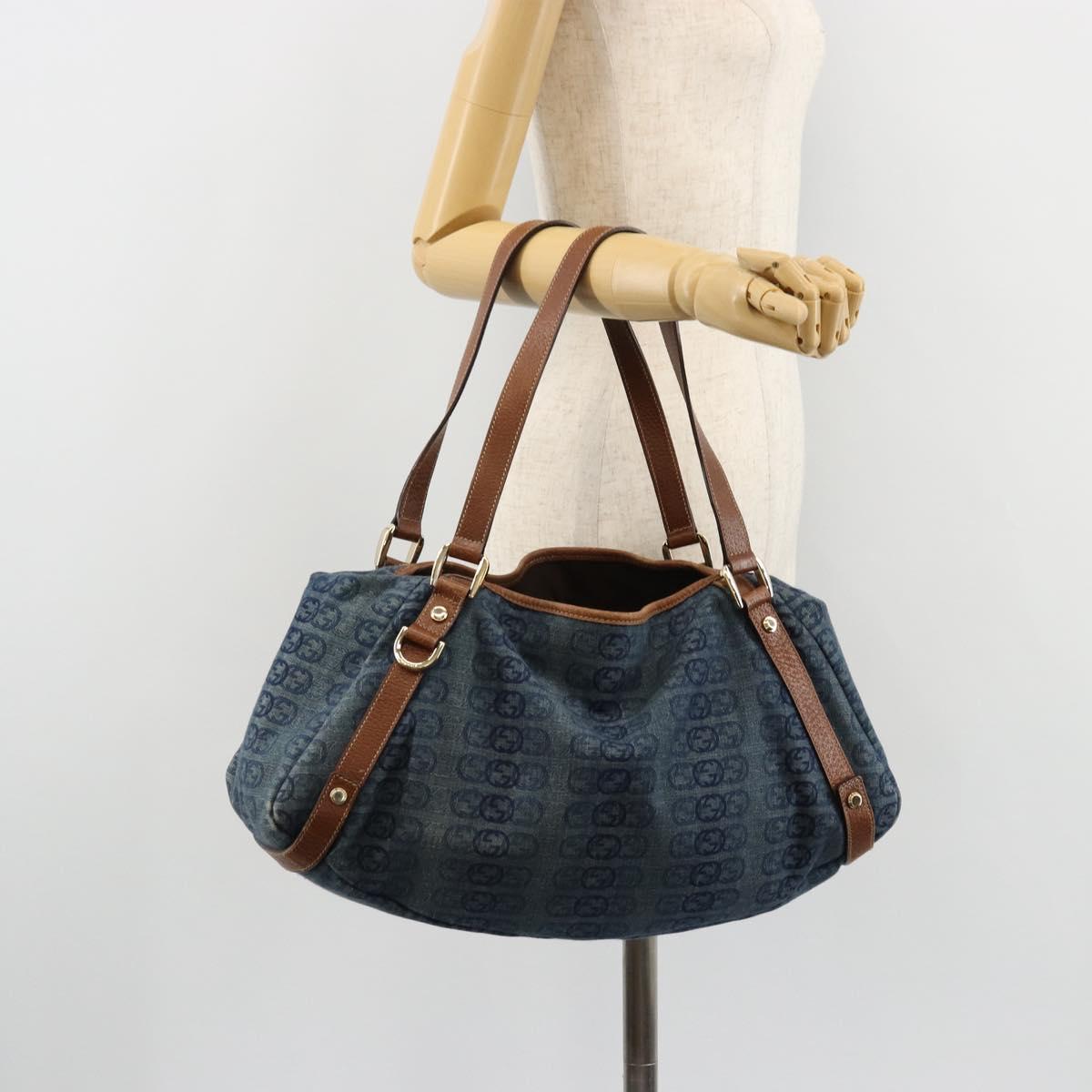 GUCCI GG Canvas Interlocking G Abbey Tote Bag Denim Outlet 130736 Auth ep14606A