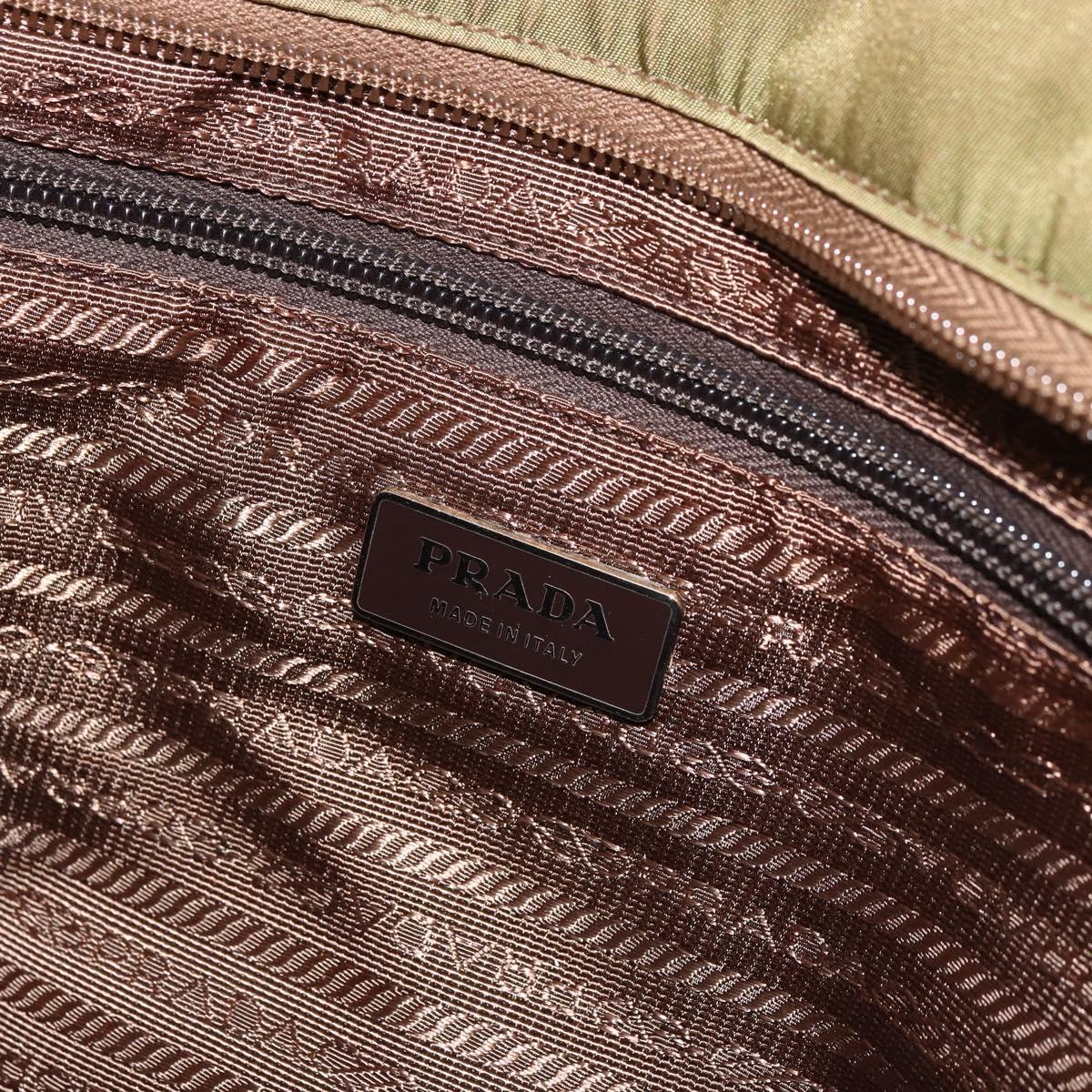 PRADA Tote Bag Nylon Green Silver Auth ep14607