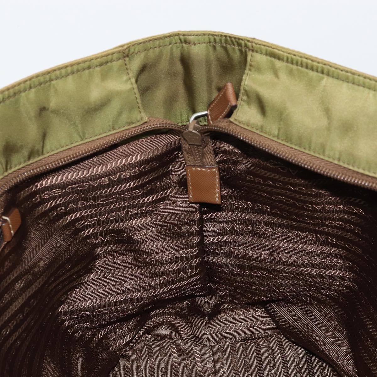 PRADA Tote Bag Nylon Green Silver Auth ep14607