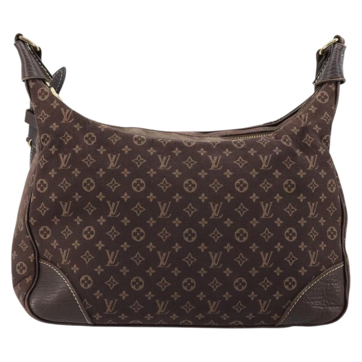 LOUIS VUITTON Monogram Mini Lin Boulogne Bag Brown Ebene M95225 LV Auth ep14608A