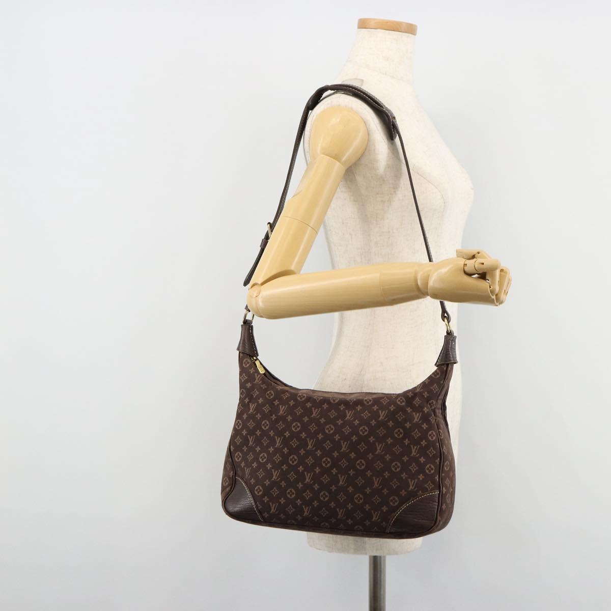 LOUIS VUITTON Monogram Mini Lin Boulogne Bag Brown Ebene M95225 LV Auth ep14608A