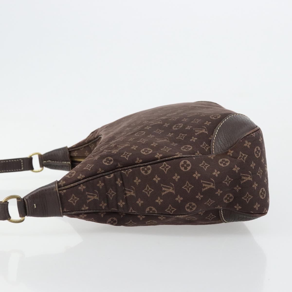 LOUIS VUITTON Monogram Mini Lin Boulogne Bag Brown Ebene M95225 LV Auth ep14608A