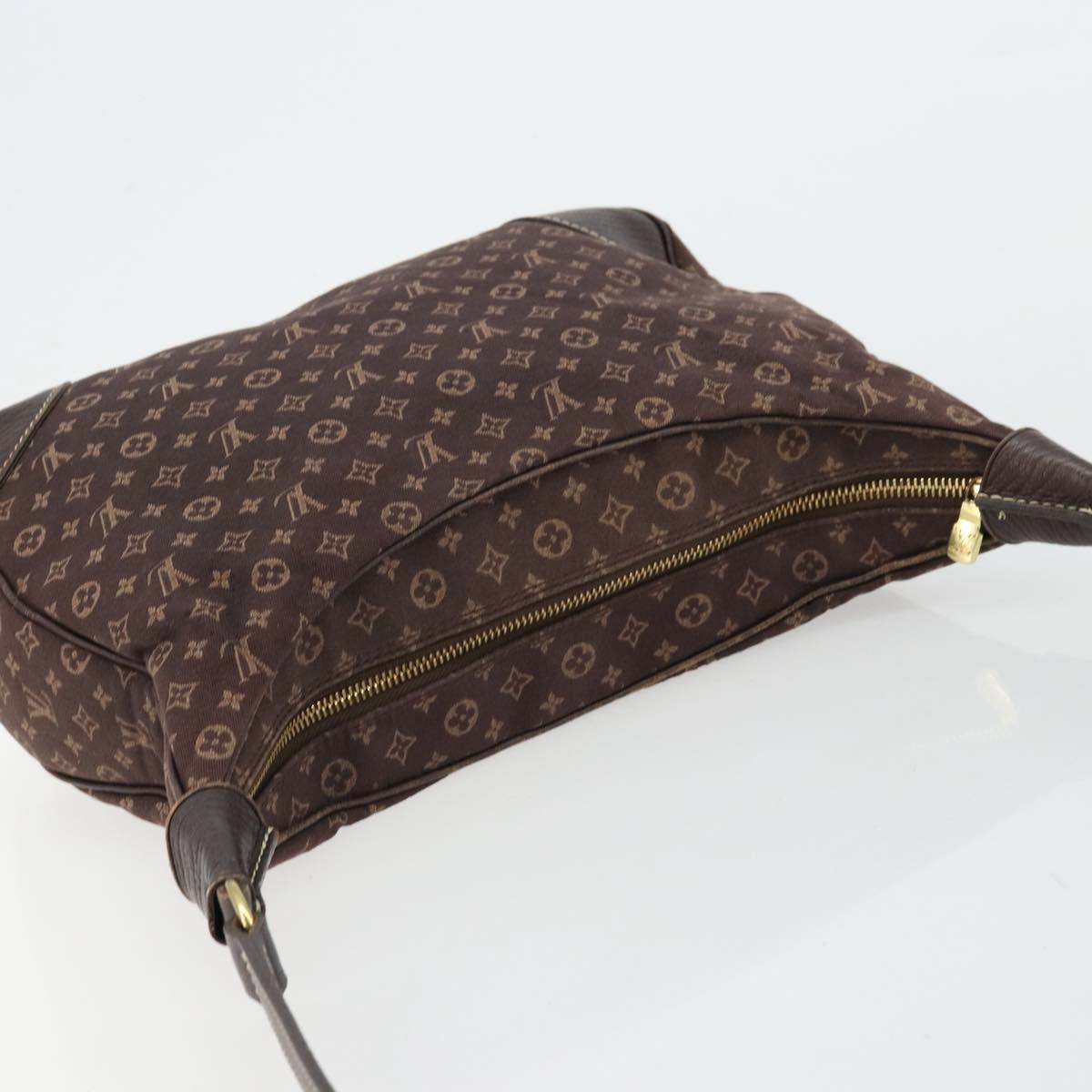 LOUIS VUITTON Monogram Mini Lin Boulogne Bag Brown Ebene M95225 LV Auth ep14608A