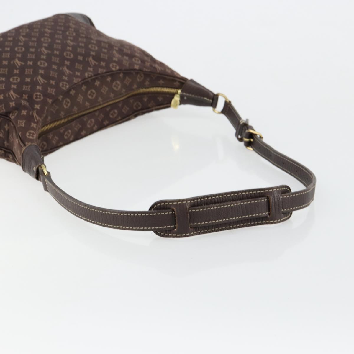 LOUIS VUITTON Monogram Mini Lin Boulogne Bag Brown Ebene M95225 LV Auth ep14608A