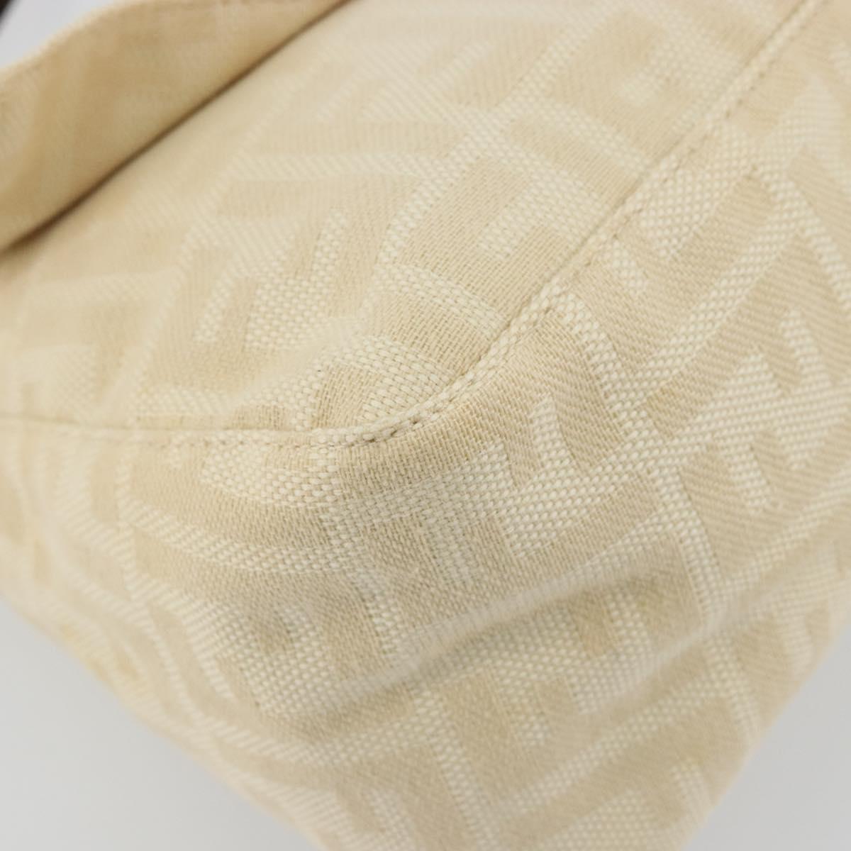 FENDI Zucca Canvas Mamma Baguette Shoulder Bag Beige Silver Auth ep14613A