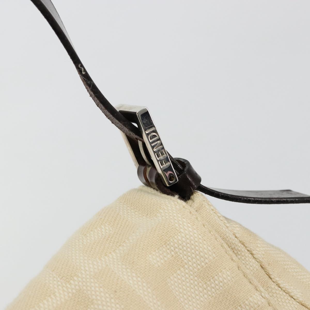 FENDI Zucca Canvas Mamma Baguette Shoulder Bag Beige Silver Auth ep14613A