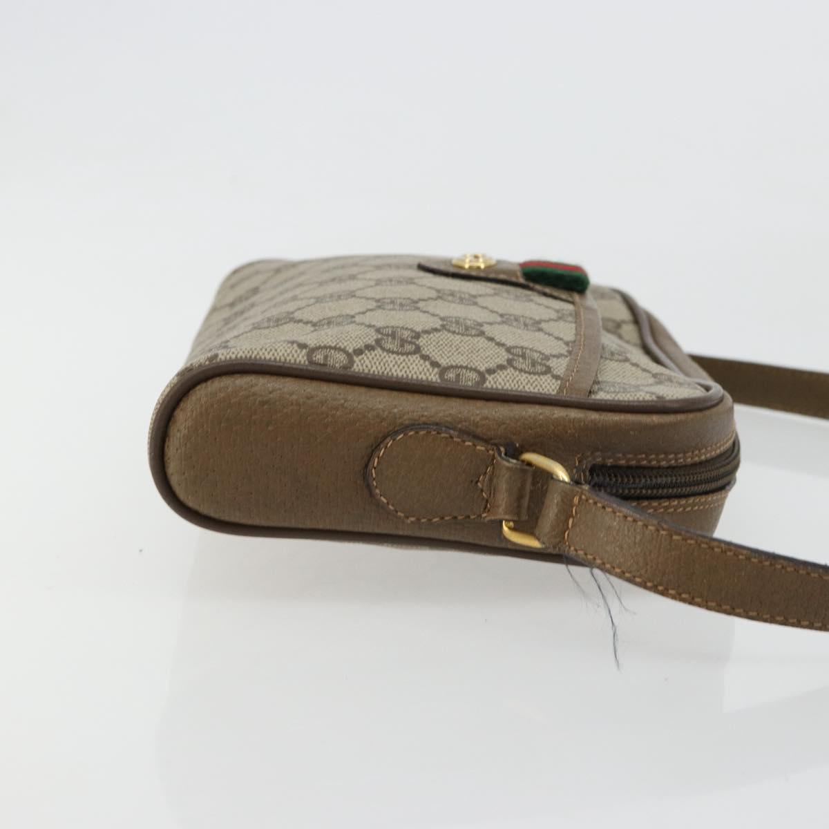 GUCCI GG Supreme Web Sherry Line Bag PVC Beige Gold 116 02 089 Auth ep14626