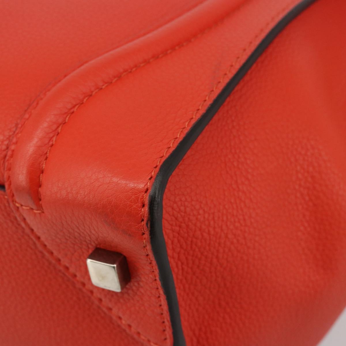 CELINE Luggage Mini Shopper Hand Bag Leather Orange Silver Auth ep14630A