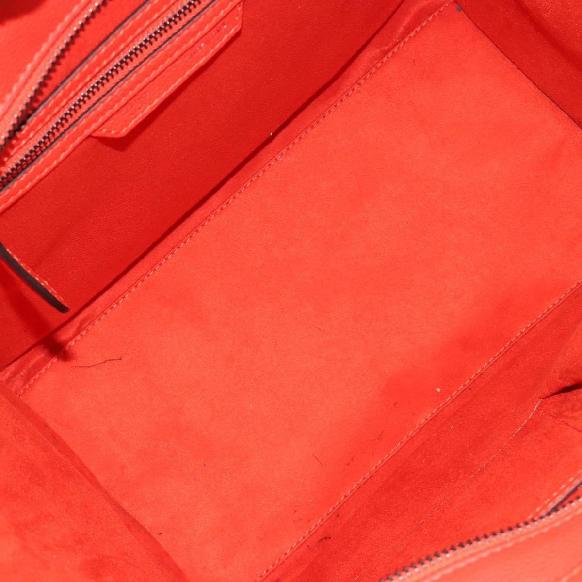 CELINE Luggage Mini Shopper Hand Bag Leather Orange Silver Auth ep14630A
