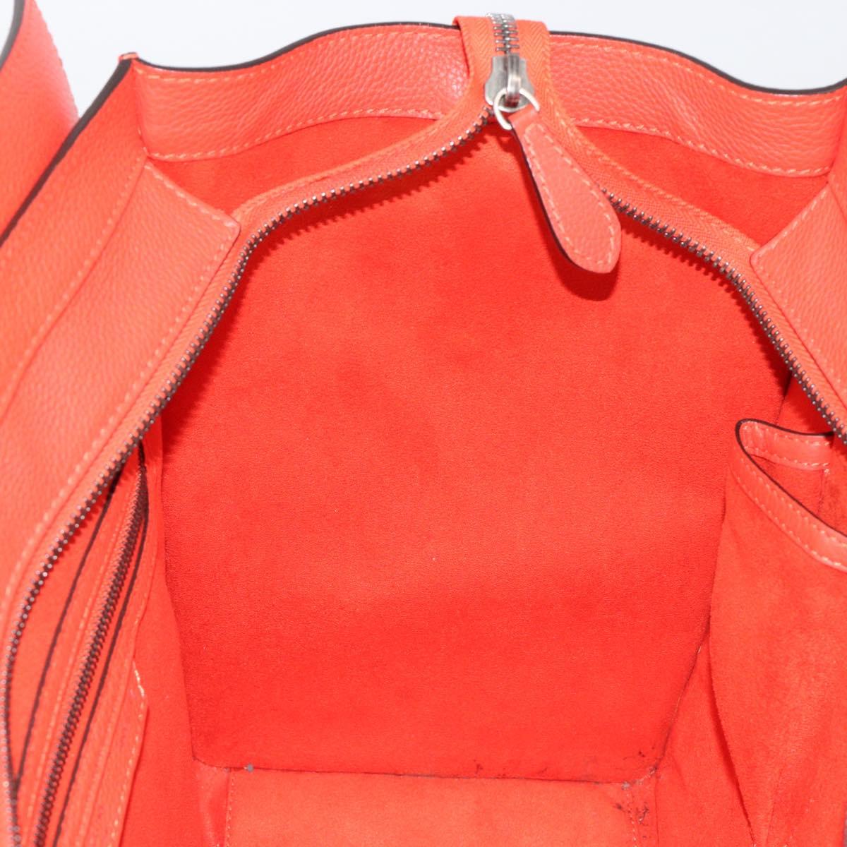 CELINE Luggage Mini Shopper Hand Bag Leather Orange Silver Auth ep14630A